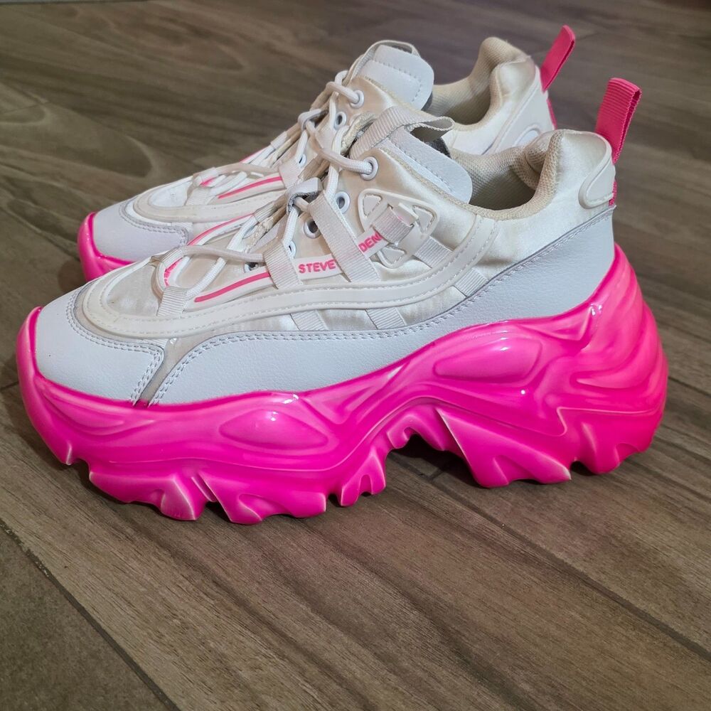 Steve Madden Revel Womens Size 8 Hot Pink White Chunky Platform Sneakers Y2K